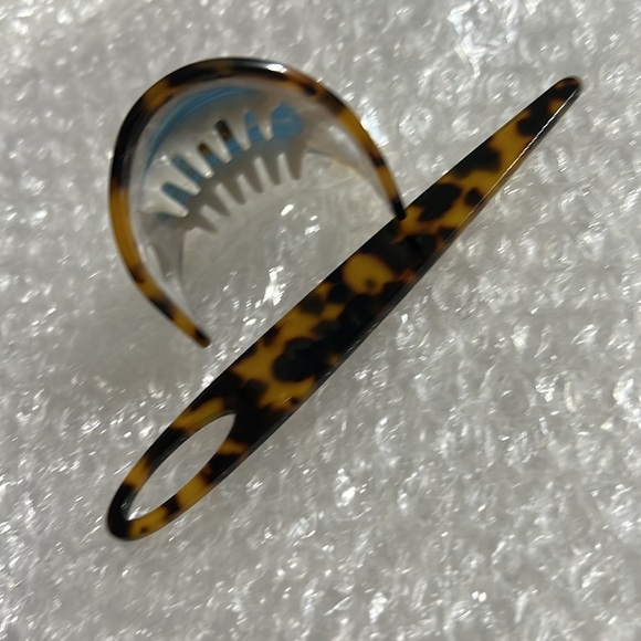 Evil eye white shell brown leopard print Bun Cover Hair Slider Pin - Picture 5 of 6